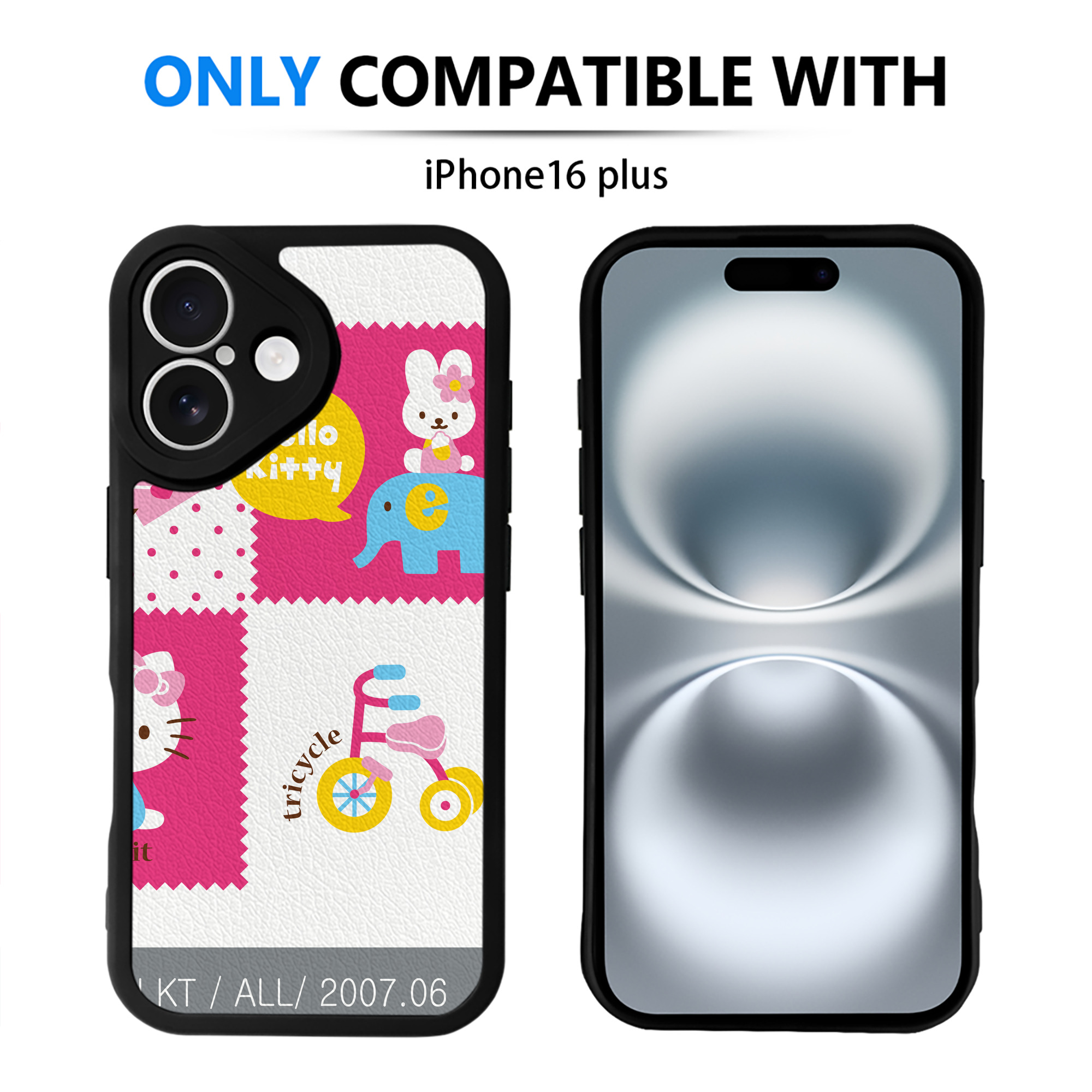 （画像用） Hello Kitty ハローキティ 【iPhone 16シリーズ対応】シリコンスマホケース（レザー調） 材質：シリコン